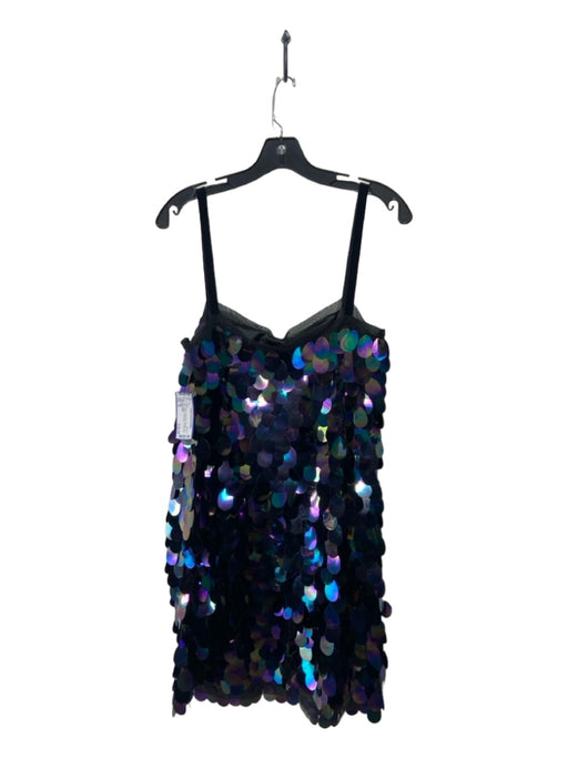 Milly Size 10 Black Purple Blue Polyester All Over Sequins Sleeveless Mini Dress Black Purple Blue / 10