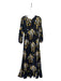 Borgo De Nor Size 6 Black Yellow Red Polyester Floral Button Front Maxi Dress Black Yellow Red / 6