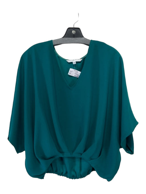 Trina Turk Size XS Deep Green Polyester Blend V Neck Drop Shoulder Top Deep Green / XS