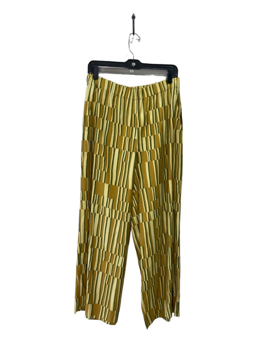 Lafayette 148 Size M Yellow & Green Viscose Elastic Waist Abstract Stripe Pants Yellow & Green / M