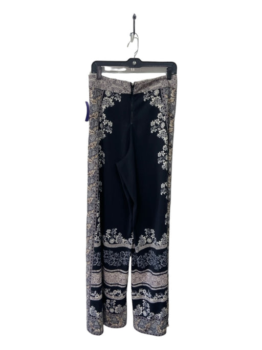 Alice + Olivia Size 8 Black & Beige Polyester Blend Floral Paisley Pants Black & Beige / 8