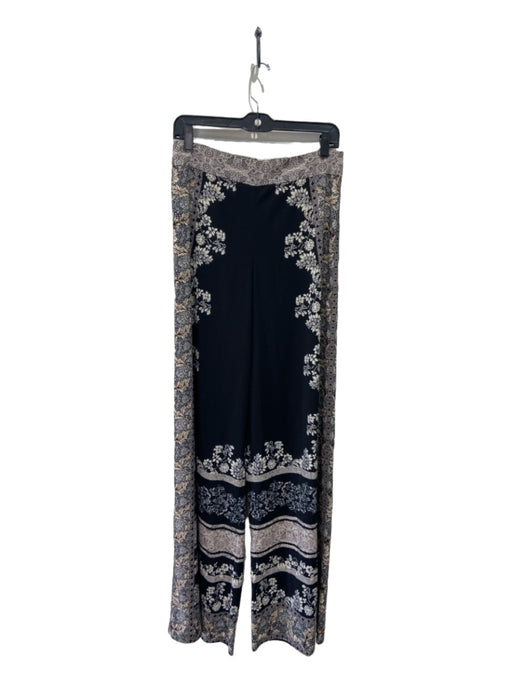 Alice + Olivia Size 8 Black & Beige Polyester Blend Floral Paisley Pants Black & Beige / 8