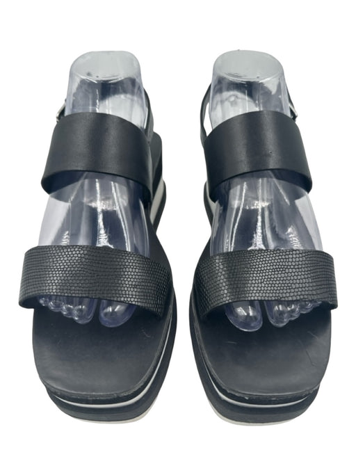 Dolce Vita Shoe Size 9 Black & White Snake Embossed open toe Ankle Strap Wedges Black & White / 9