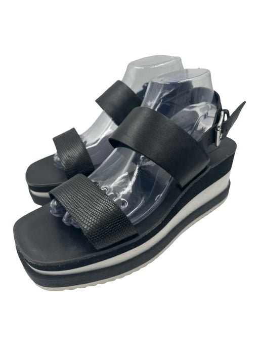 Dolce Vita Shoe Size 9 Black & White Snake Embossed open toe Ankle Strap Wedges Black & White / 9