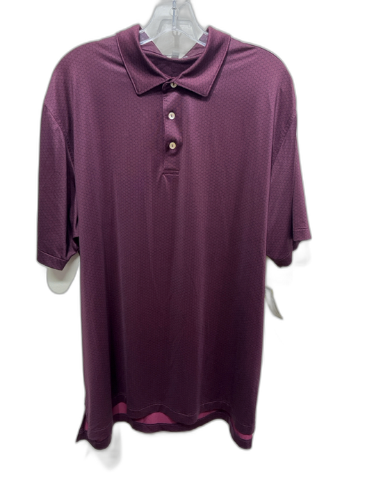 Peter Millar Size XXL Purple & Black Polyester All Over Print Polo Short Sleeve Purple & Black / XXL