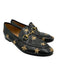 Gucci Shoe Size 37 Black & Gold Leather Metallic Thread Horsebit Bee Loafers Black & Gold / 37