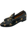 Gucci Shoe Size 37 Black & Gold Leather Metallic Thread Horsebit Bee Loafers Black & Gold / 37