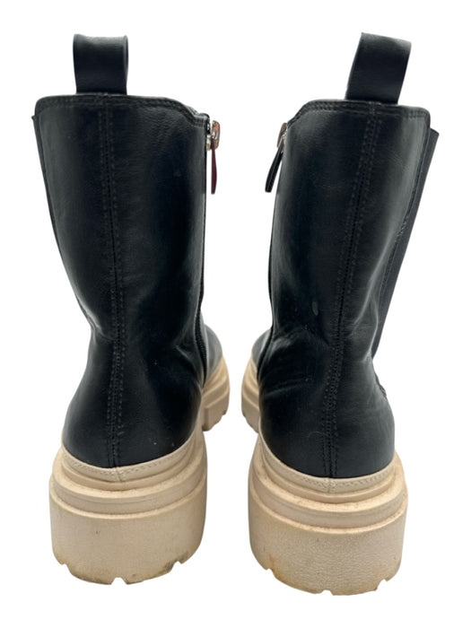 Steven New York Shoe Size 6.5 Black & Beige Leather Side Zip Platform Boots Black & Beige / 6.5