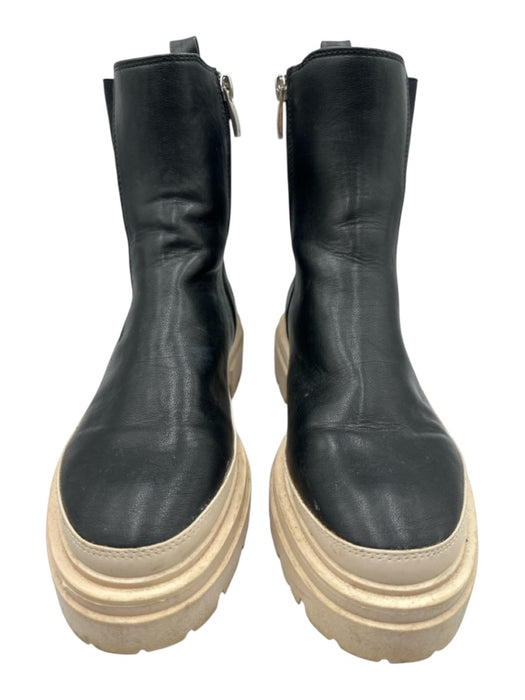 Steven New York Shoe Size 6.5 Black & Beige Leather Side Zip Platform Boots Black & Beige / 6.5