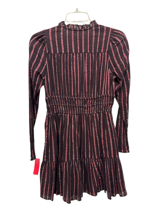 Ulla Johnson Size 0 Brown, Pink, Gold Cotton Long Sleeve Striped Tiered Dress Brown, Pink, Gold / 0