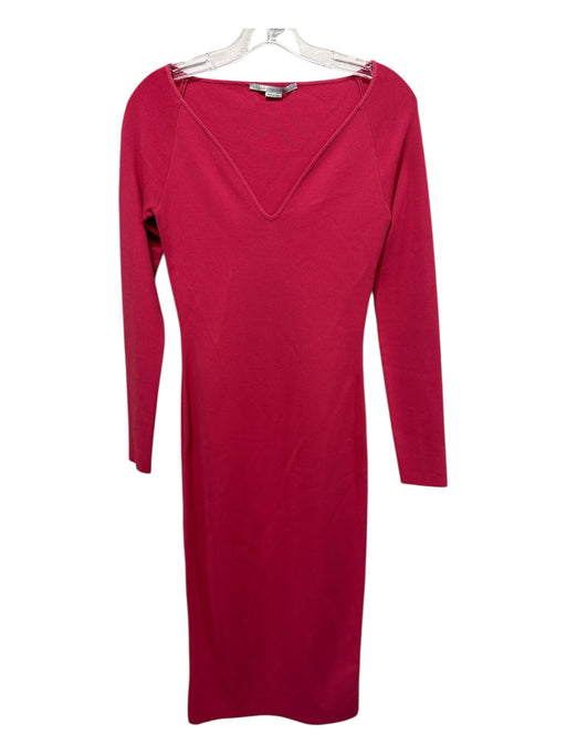 Stella McCartney Size 38 Coral Pink Viscose Blend Long Sleeve Knit V Neck Dress Coral Pink / 38