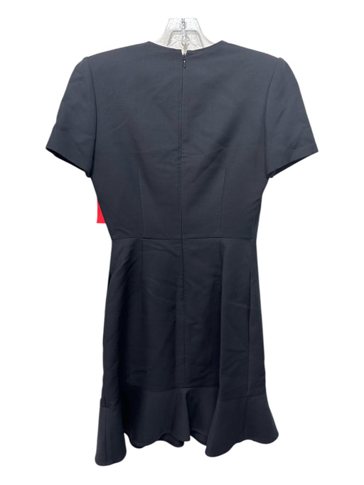Stella McCartney Size 2 Black Wool Blend Short Sleeve Flounce Hem Back Zip Dress Black / 2