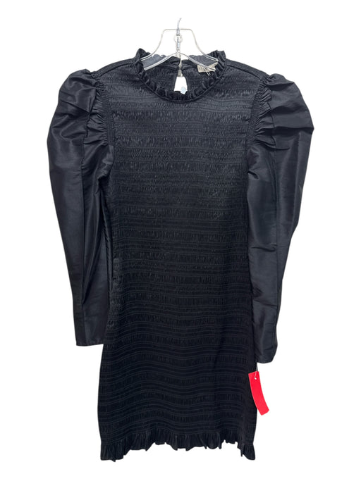 Ulla Johnson Size 2 Black Silk Blend Long Sleeve Ruffles Smocked Dress Black / 2