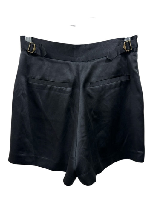 Nili Lotan Size 0 Black Silk High Rise Pleated Satin Shorts Black / 0