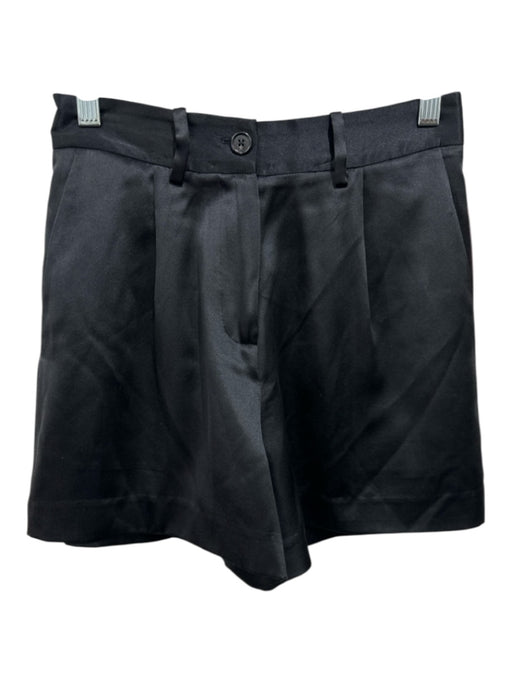 Nili Lotan Size 0 Black Silk High Rise Pleated Satin Shorts Black / 0