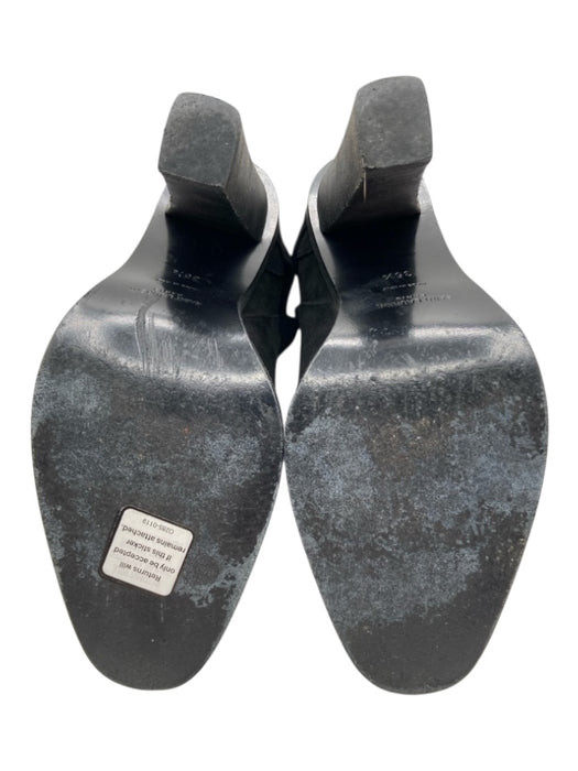 Saint Laurent Shoe Size 35.5 Black Leather Suede Square Toe Wrap Ankle Booties Black / 35.5