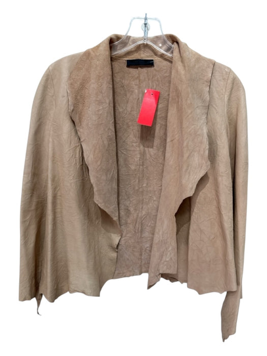The Row Size XS Beige Lambskin Shawl Collar Raw Hem Open Front Bolero Jacket Beige / XS