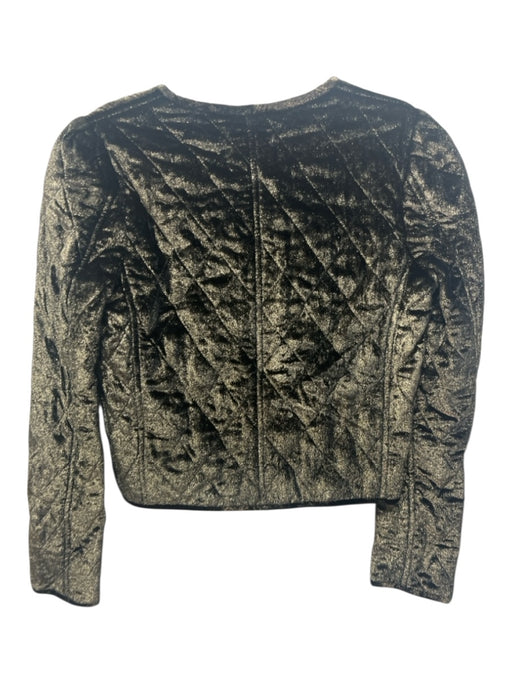 Nili Lotan Size XS Gold & Black Viscose & Silk Diamond Quilted Collarless Jacket Gold & Black / XS