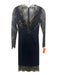 Karen Millen Size 2 Black & Gold Polyester Blend Metallic Detail V Neck Dress Black & Gold / 2
