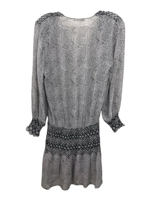 Ulla Johnson Size 2 Black & White Silk Abstract Print Long Balloon Sleeve Dress Black & White / 2