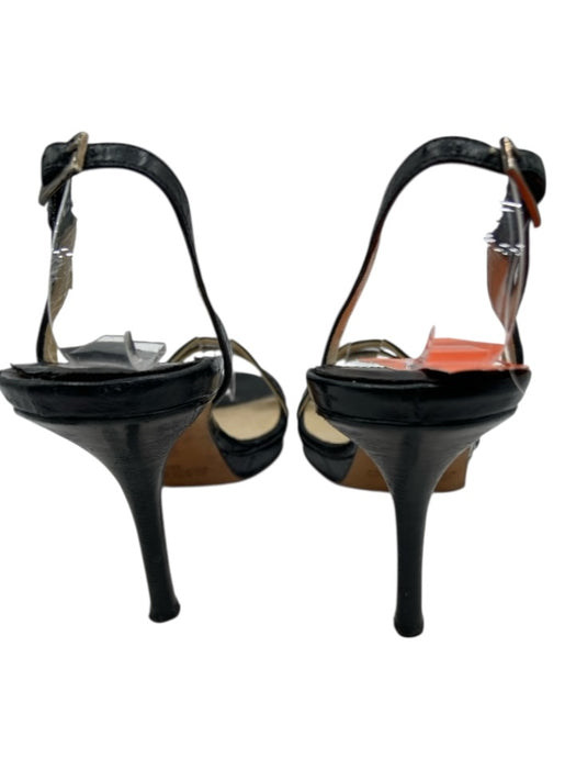 Jimmy Choo Shoe Size 36 Black Leather Upper Croc Embossed Ankle Buckle Sandals Black / 36