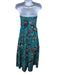Ulla Johnson Size 0 Teal & Brown Cotton Gathered Floral Strapless Maxi Dress Teal & Brown / 0