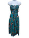 Ulla Johnson Size 0 Teal & Brown Cotton Gathered Floral Strapless Maxi Dress Teal & Brown / 0