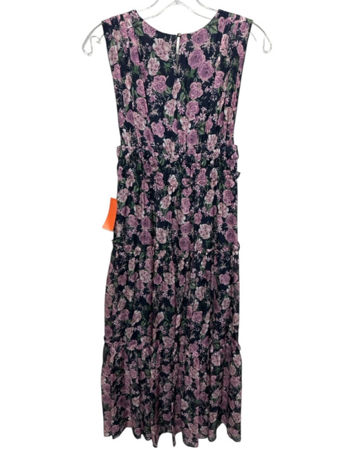 Cami NYC Size XS Purple, Navy Blue, Green Silk Rose Plunge Maxi Dress Purple, Navy Blue, Green / XS