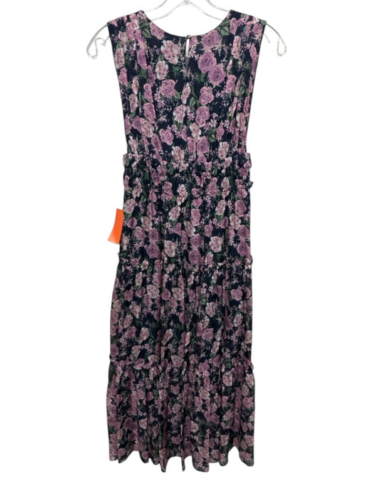 Cami NYC Size XS Purple, Navy Blue, Green Silk Rose Plunge Maxi Dress Purple, Navy Blue, Green / XS