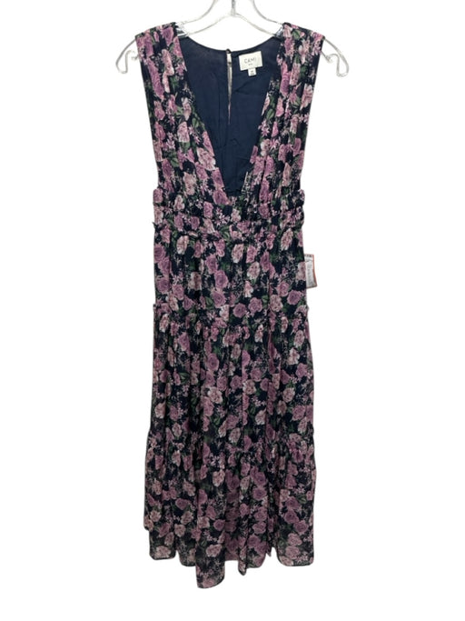 Cami NYC Size XS Purple, Navy Blue, Green Silk Rose Plunge Maxi Dress Purple, Navy Blue, Green / XS