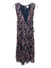 Cami NYC Size XS Purple, Navy Blue, Green Silk Rose Plunge Maxi Dress Purple, Navy Blue, Green / XS