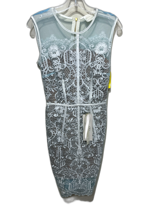 Bronx & Banco Size XS White & Light Blue Polyester Blend Sleeveless Mesh Dress White & Light Blue / XS