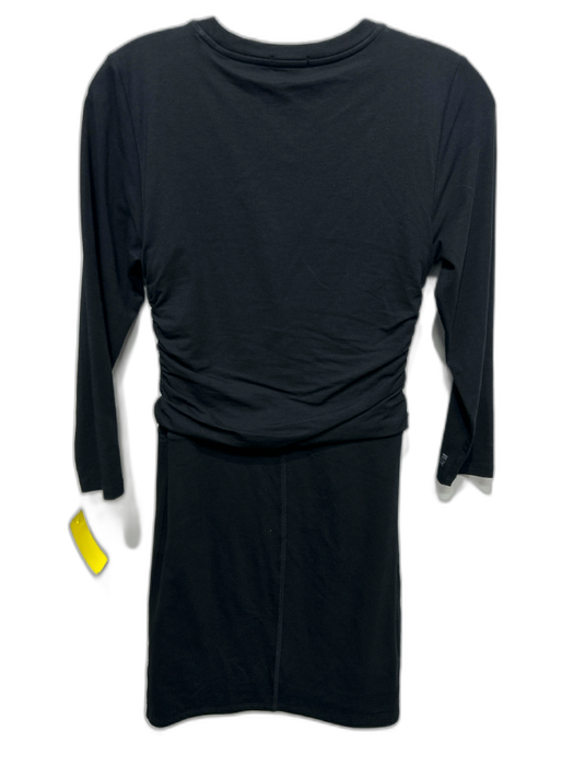 ATM Size S/P Black Pima Cotton 3/4 Sleeve Paneled Side Ruching Knee length Dress Black / S/P