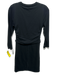 ATM Size S/P Black Pima Cotton 3/4 Sleeve Paneled Side Ruching Knee length Dress Black / S/P