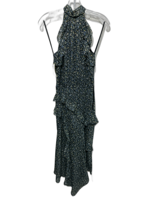 Veronica Beard Size 00 Black, Yellow & Green Polyester Ruffle Detail Dress Black, Yellow & Green / 00
