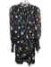 Veronica Beard Size 0 Black, Red & Multi Silk Chiffon Floral Long Sleeve Dress Black, Red & Multi / 0