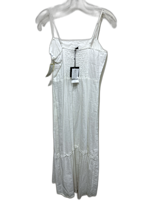 Saks Fifth Ave Size S White Cotton & Linen Spaghetti Strap Shirred Back Dress White / S