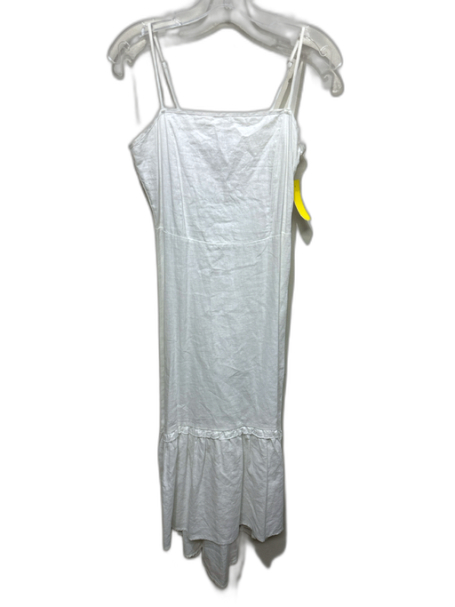 Saks Fifth Ave Size S White Cotton & Linen Spaghetti Strap Shirred Back Dress White / S