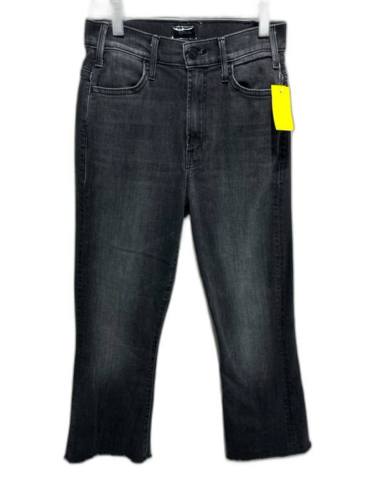 Mother Size 25 Black Wash Cotton Denim Zip & Button High Rise Straight Jeans Black Wash / 25