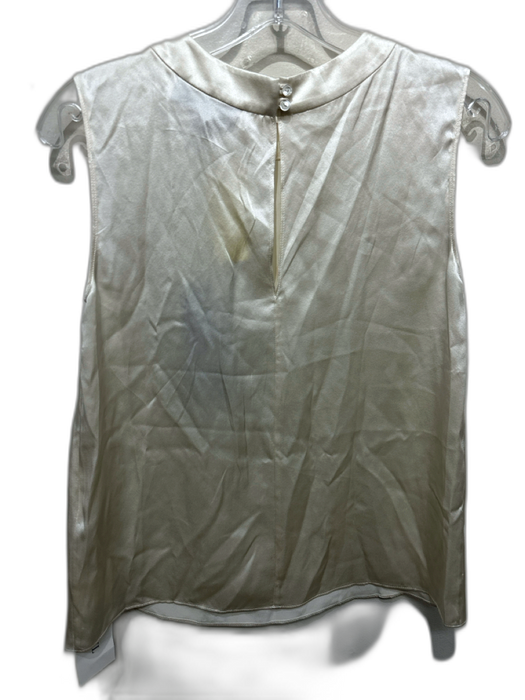 Nili Lotan Size XS Antique White Silk Sleeveless Back Buttons Round Neck Top Antique White / XS
