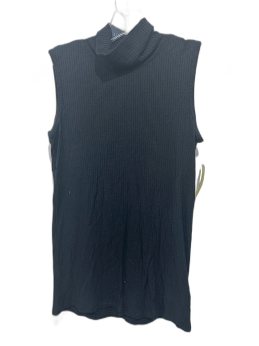 Christian Siriano Size S Black Modal Blend Ribbed Mock Neck Sleeveless Top Black / S