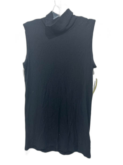 Christian Siriano Size S Black Modal Blend Ribbed Mock Neck Sleeveless Top Black / S