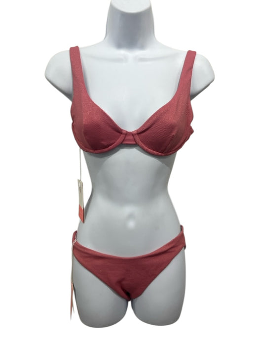 Maaji Size Small Pink & Gold Recycled Polyamide Gold Thread Textured swimwear Pink & Gold / Small