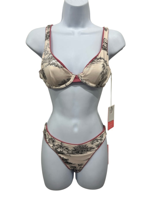 Maaji Size Small Pink & Gold Recycled Polyamide Gold Thread Textured swimwear Pink & Gold / Small