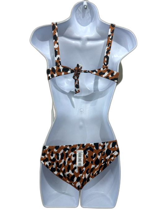 Vitamin A Size XS Brown, White & Black Recycled Nylon Spotted Print swimwear Brown, White & Black / XS