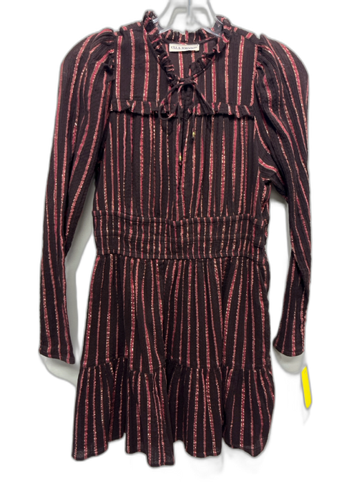 Ulla Johnson Size 0 Brown, Pink & Gold Cotton Blend Long Sleeve V Neck Dress Brown, Pink & Gold / 0