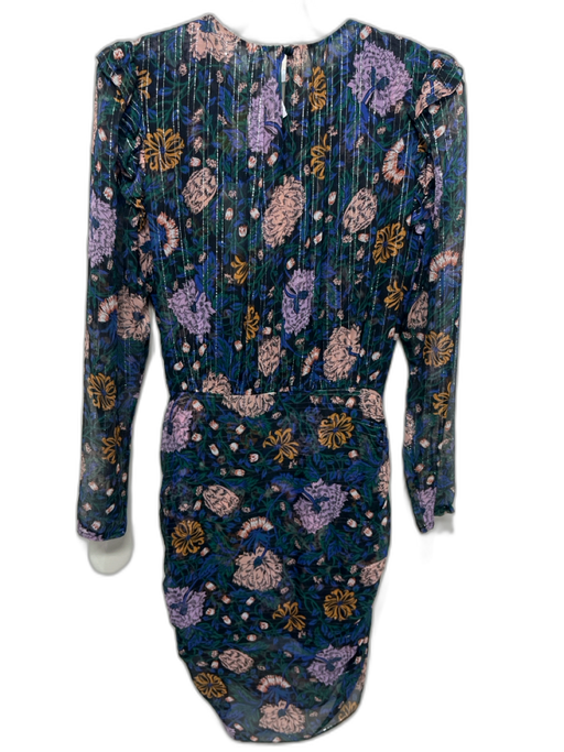 Veronica Beard Size 2 Blue, Yellow & Multi Silk Long Sleeve Floral Dress Blue, Yellow & Multi / 2