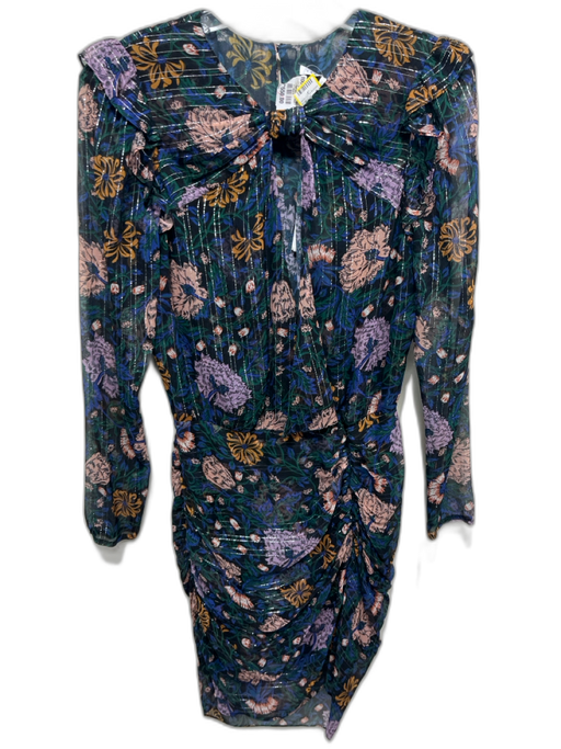 Veronica Beard Size 2 Blue, Yellow & Multi Silk Long Sleeve Floral Dress Blue, Yellow & Multi / 2