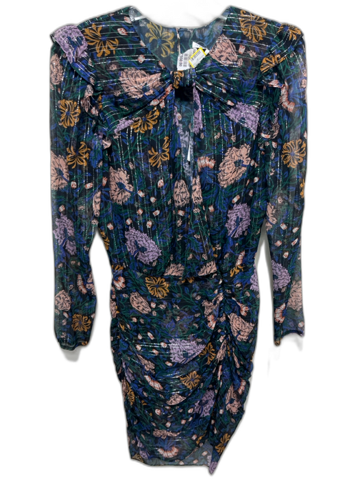 Veronica Beard Size 2 Blue, Yellow & Multi Silk Long Sleeve Floral Dress Blue, Yellow & Multi / 2