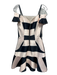 Alice + Olivia Size 2 Black & Cream Polyester Cap Sleeve Vertical Stripes Dress Black & Cream / 2